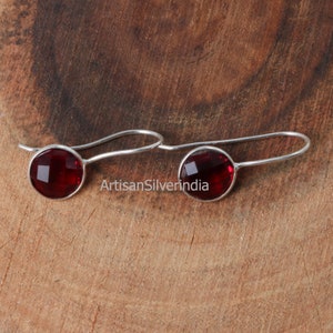 Natural Garnet Silver Earrings, Gemstone Earrings, 925 Silver Earring, Women Earring, Gift for Her, Mothers Day Gifts, Garnet Jewelry.