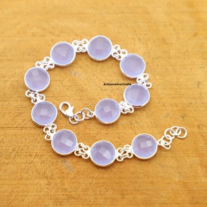 Lavender Chalcedony Bracelet, Handmade Bracelet, 925 Sterling Silver Jewelry, Chalcedony Bracelet, Dainty Bracelet, Gemstone Bracelet.