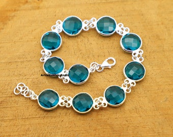 London Blue Topaz Bracelet: 925 Sterling Silver Gemstone Jewelry