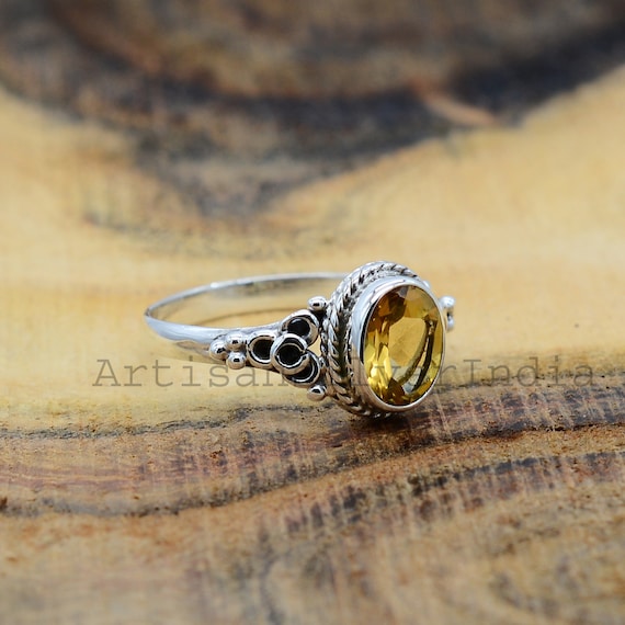 Sterling Silver Oval Citrine Heart Design November Birthstone Ring Sterling Silver Oval Citrine Heart Design November Birthstone Ring