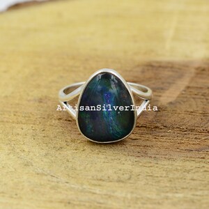 Boulder Opal Ring, 925 Silver Ring, Gemstone Ring, Australian Boulder Opal Ring, Gift For Her, Women Ring, Opal Jewelry, Everyday Ring. image 4
