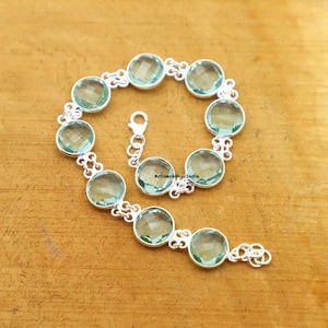 Pulsera de aguamarina, pulsera de plata 925, joyería de piedras preciosas, pulsera delicada, joyería de aguamarina, regalo para ella, joyería de boda para ella.