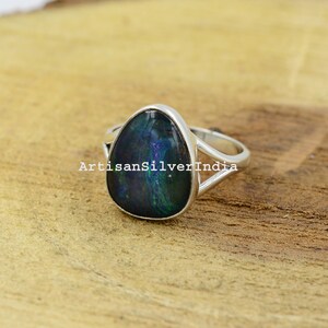 Boulder Opal Ring, 925 Silver Ring, Gemstone Ring, Australian Boulder Opal Ring, Gift For Her, Women Ring, Opal Jewelry, Everyday Ring. image 2