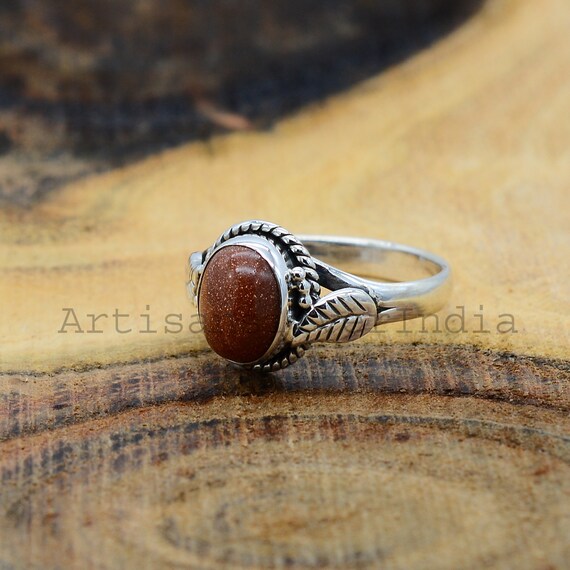 Brown Goldstone Ring 925 Silver Ring Dainty Ring Fidget Ring Statement Ring Sandstone Ring Gemstone Ring Boho Jewelry Gift For Her