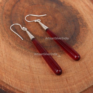 Garnet Quartz Earrings, 925 Silver Earring, Handmade Earring, Everyday Earring, Dainty Earring, Gift For Her, Garnet Jewelry For Her.