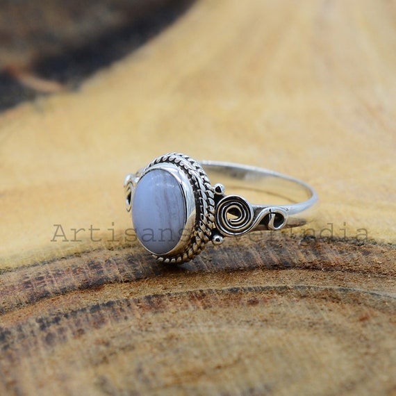 Blue Lace Agate Ring 925 Silver Ring Handmade Ring Oxidized Ring Gemstone Ring Women Ring Engagement Ring Wedding Jewelry. Etsy