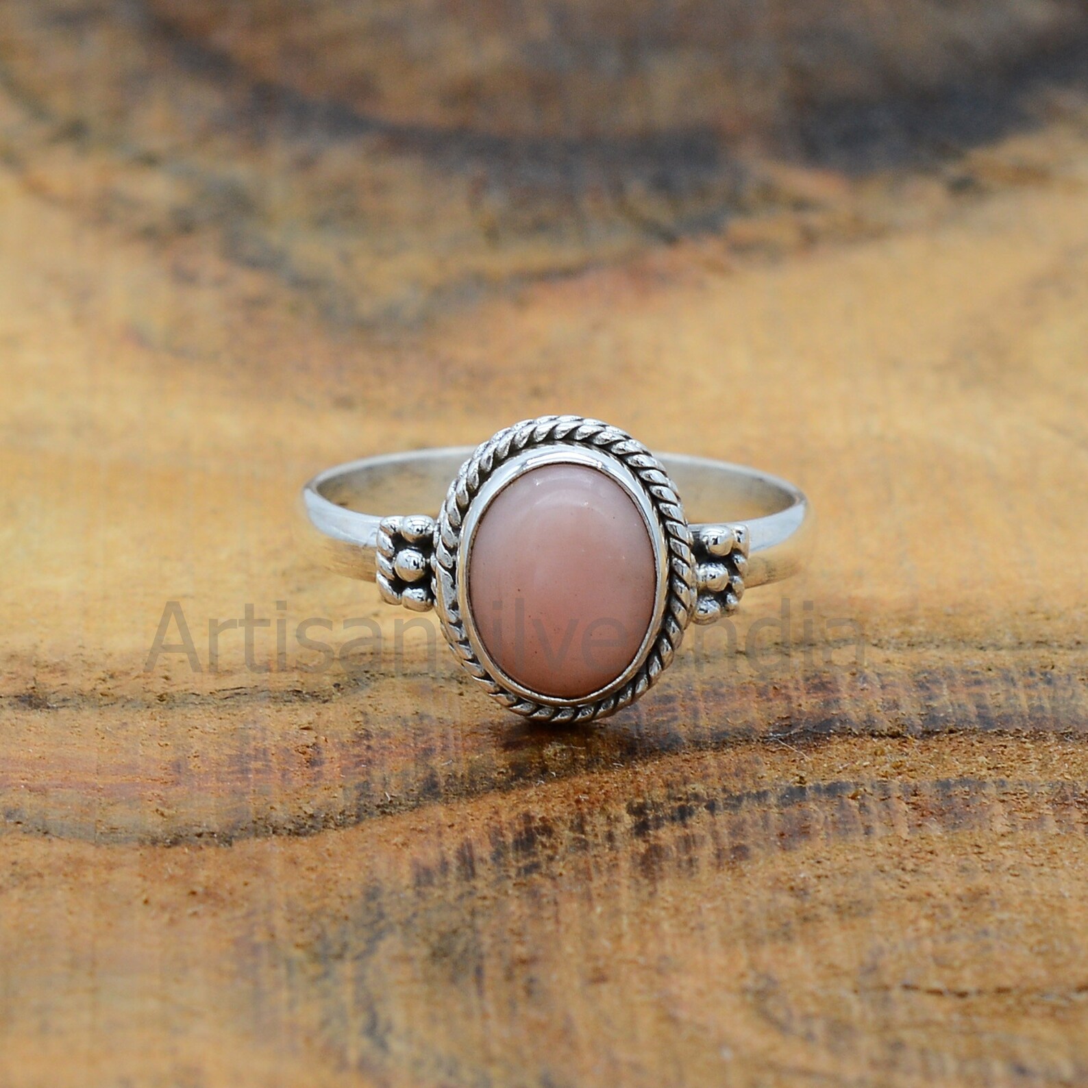 pink opal stone ring