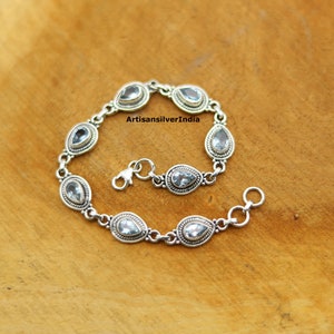 Blue Topaz Bracelet: Handmade 925 Sterling Silver Gemstone Jewelry