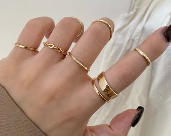 7PCS Gold Midi Ring Set, Gold Knuckle Ring Set , Stacking Bohemian Gold Silver Rings, Dainty Gold Ring Set, Adjustable Rings, Stack Rings