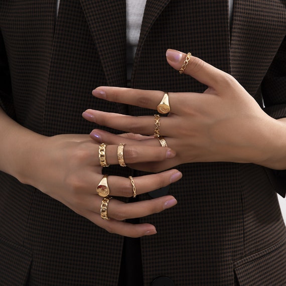 etsy gold ring set