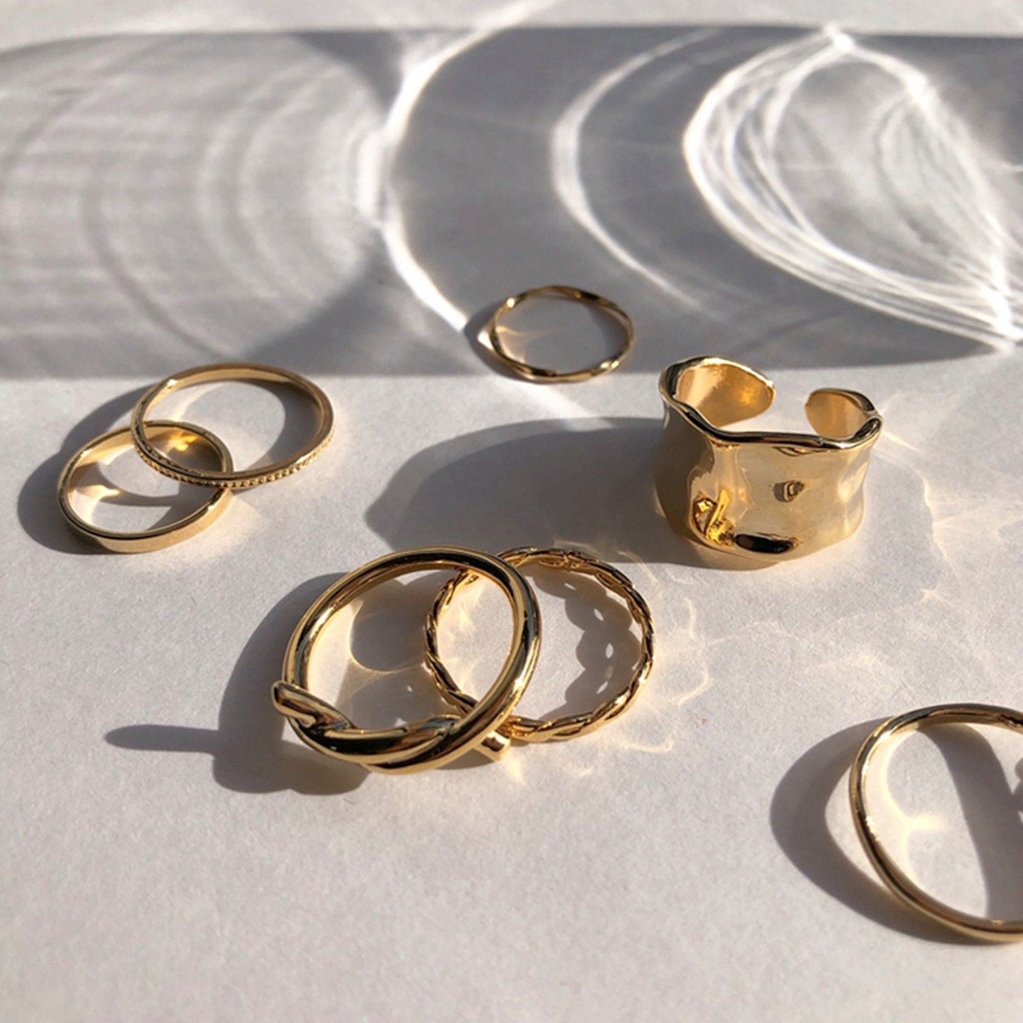 8 Pcs GOLD MIDI RING Set Gold Knuckle Ring Set Stacking Etsy