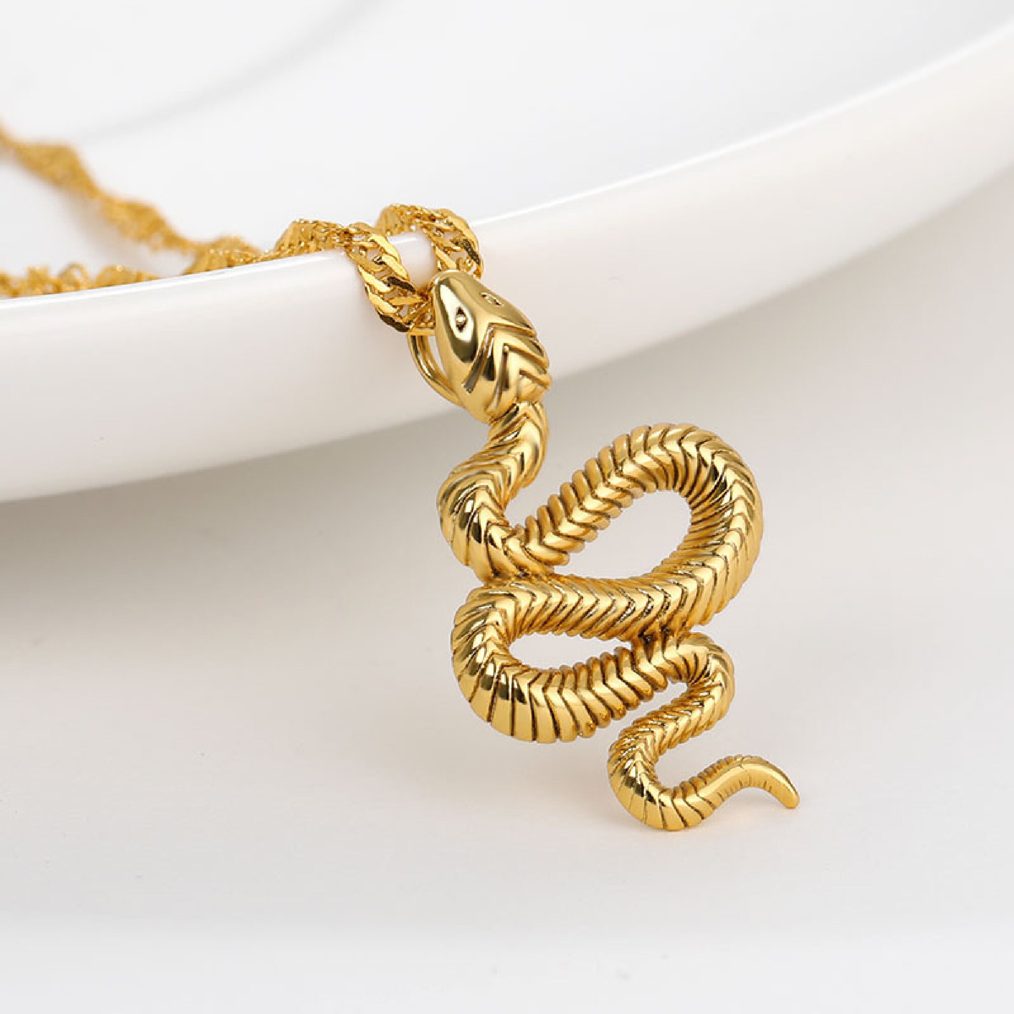Snake pendant necklace gold Clearance