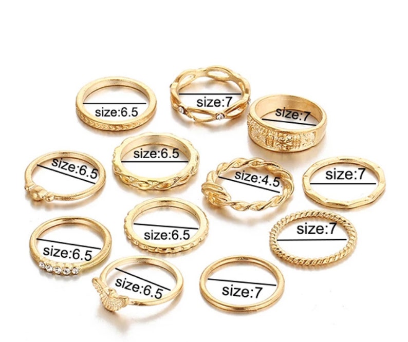 12 Pcs Dainty Gold Stacking Ring Set Minimalist Ring Stack Etsy