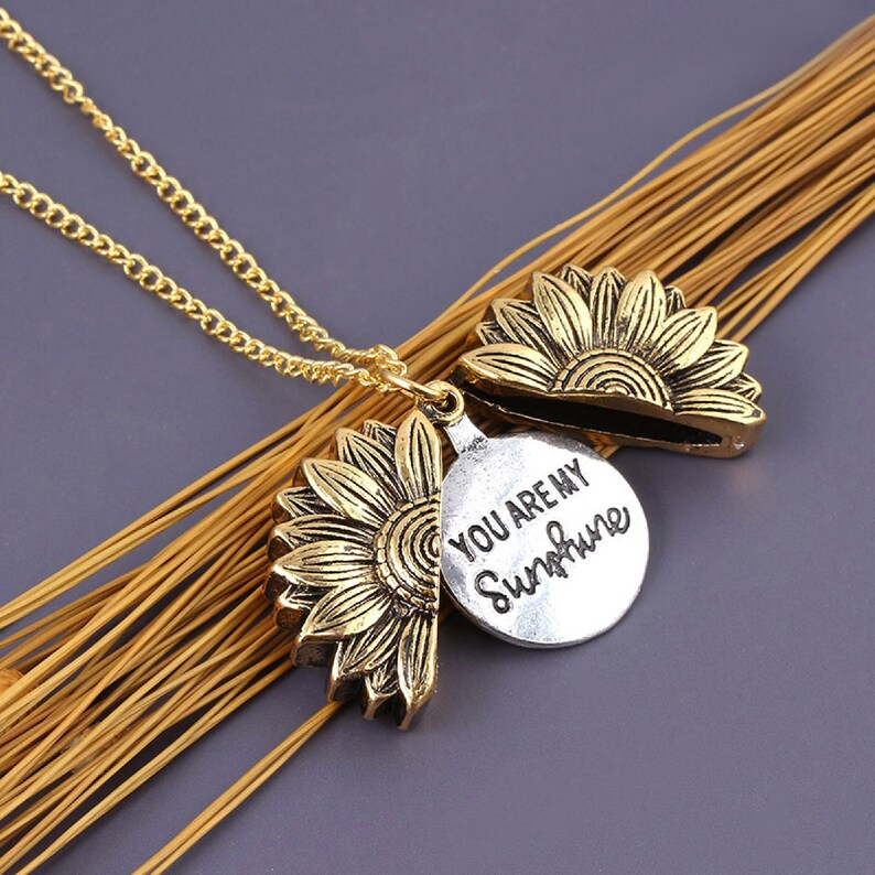 Sunflower Dainty Gold Necklace You Are My Sunshine Necklace Etsy