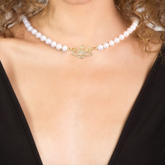 Necklace Saturn Choker Pearl 