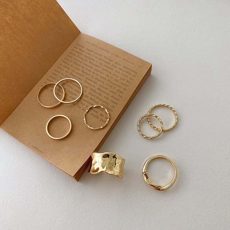 8 Pcs GOLD MIDI RING Set Gold Knuckle Ring Set Stacking Etsy