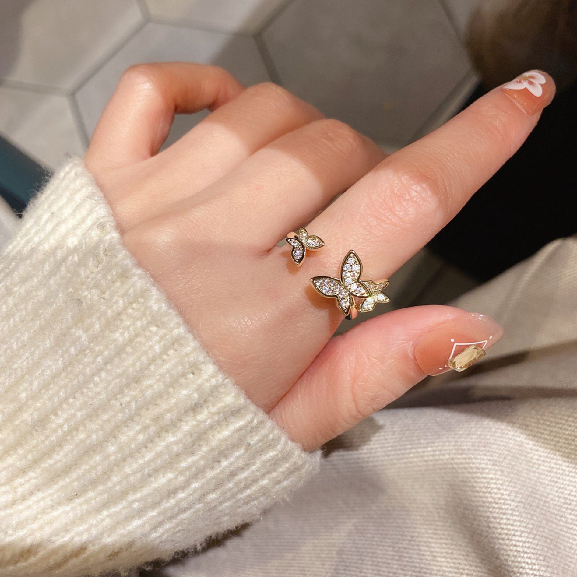 Adjustable Butterfly Gold Ring Gold Plated Butterfly Rings Etsy