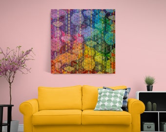 Large Original Painting on Canvas | Rainbow Colours | Flower of Life | Abstract Art | Home Decor | Wall Decor | Contemporary Art