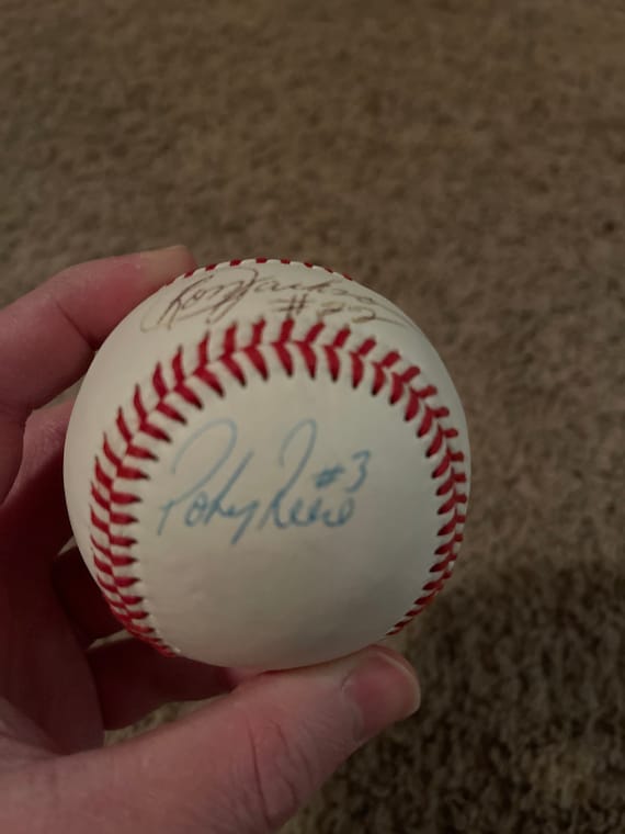 Rare Baseball Signed by Pokey Reese and His Coach Famous 