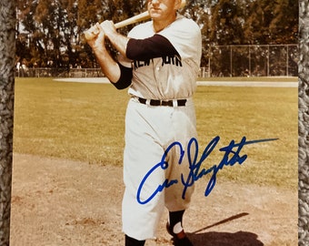 Enos Slaughter signed picture with COA