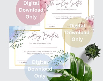 New sibling award Digital download only A4 1x Brother and x1 Sister