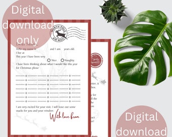 DIGITAL download Santa letters 2 pages