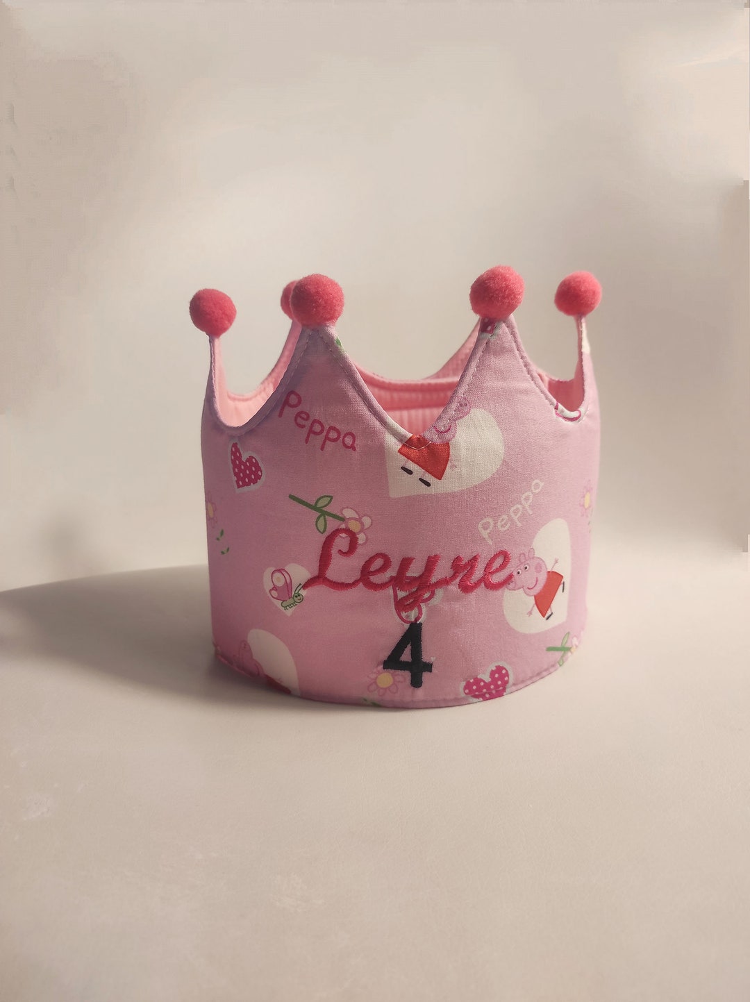 Peppa Pig Crown Embroidered With Name and Number. With Custom - Etsy