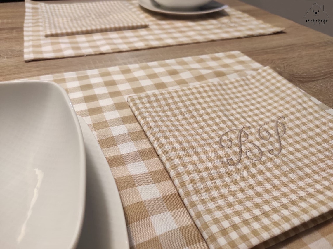 Mantel individual con doble tela de Vichy mediano y servilleta Etsy