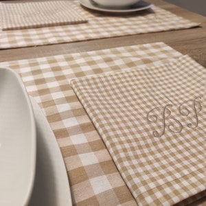 Single tablecloth with double medium Vichy fabric and customizable small Vichy cloth napkin