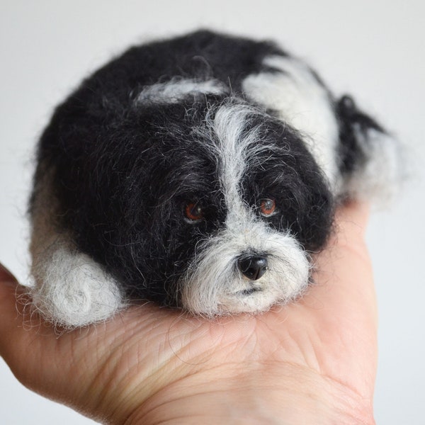 Nadelgefilzter Havaneser, individuelle Hundeskulptur, realistische Hundefigur, Haustier-Denkmal, personalisierte Geschenke Hundeliebhaber, individuell nach Foto, Plüschhund