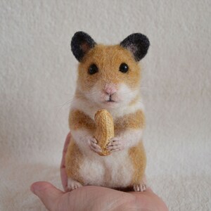 Custom Needle Felted Hamster Sculpture: Realistic Pet Memorial Figurine