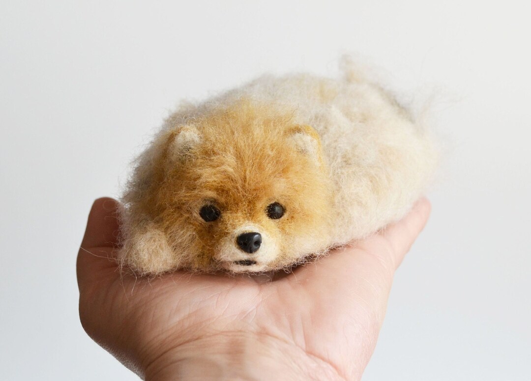 Needle Felted Pomeranian Custom Dog Figurine, Miniature Animal