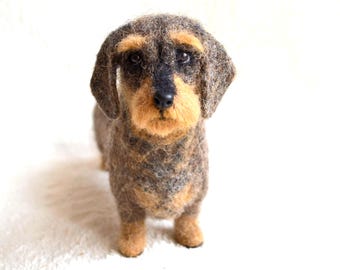 Pet portrait wool sculpture, Custom dog figurine, Realistic animal memorial gifts