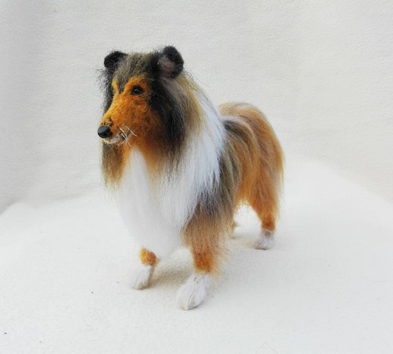 Needle Felted Collie Rough Collie Statue Collie Gifts Made to