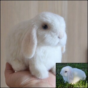 Needle Felted Custom Bunny Gift, Pet Portrait From Photo, Bunny Lover ...