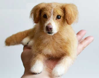 Custom pet realistic animals, Needle felted dog figure, Memorial dog sculpture