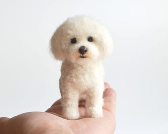 Custom dog figurine, Bichon frise miniature, Realistic pet art commission gift for her