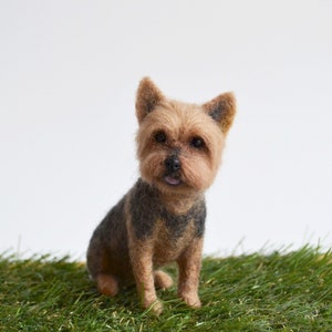 Custom Felted Dog Figurine: Realistic Yorkshire Terrier Sculpture