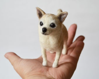 Needle felted chihuahua miniature for custom order, handmade dog wool sculpture, felted dog sculpture, dog remembrance gift, dollhouse pets