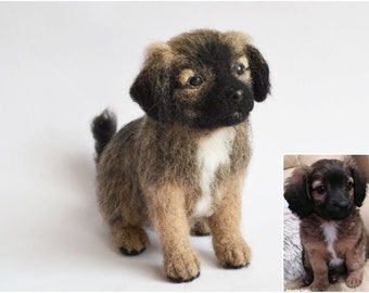 Needle felted dog puppy, custom dog replica, felt dog miniature, dog remembrance, wool soft sculpture, custom made pet portrait, plush dog