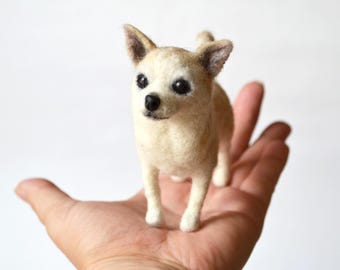 Custom Pet Sculpture: Chihuahua Dog Mom Birthday Gift & Needle Felted Remembrance Figurine