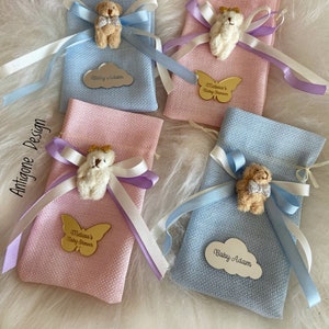 Teddybär Lavendelsäckchen Tasche, Personalisierte Geschenke, Gender Reveal, Taufgeschenk, Geburtstagsgeschenk Tasche, Baby Shower Favor, Geschenktasche, Baby Geschenk