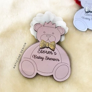 Teddy Bear Custom Acrylic Mirror Magnet, Baby Shower Gifts, Birthday Party Favors, Personalized Gifts, Baptism Favors, Teddy Bear Theme