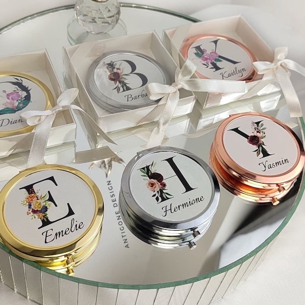 Custom Compact Mirror Gifts, Birthday Party Favors, Bridesmaid Mirrors With Box, Wedding Mirror Giveaway, Baptism Party, Quinceañera Favors