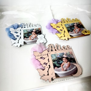 Moldura de foto personalizada borboleta Mis Quince, lembranças de batismo, lembrancinhas de festa de aniversário de quinze anos, boas-vindas ao bebê, presente de chá de bebê