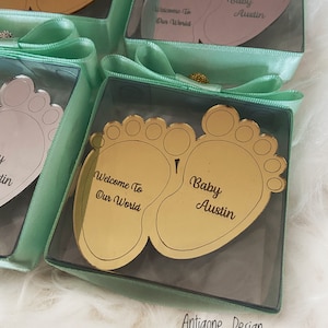Magnete a specchio acrilico personalizzato per bambini, regali per baby shower, bomboniere per feste di compleanno, regali personalizzati, accoglienza del bambino, regali per il battesimo