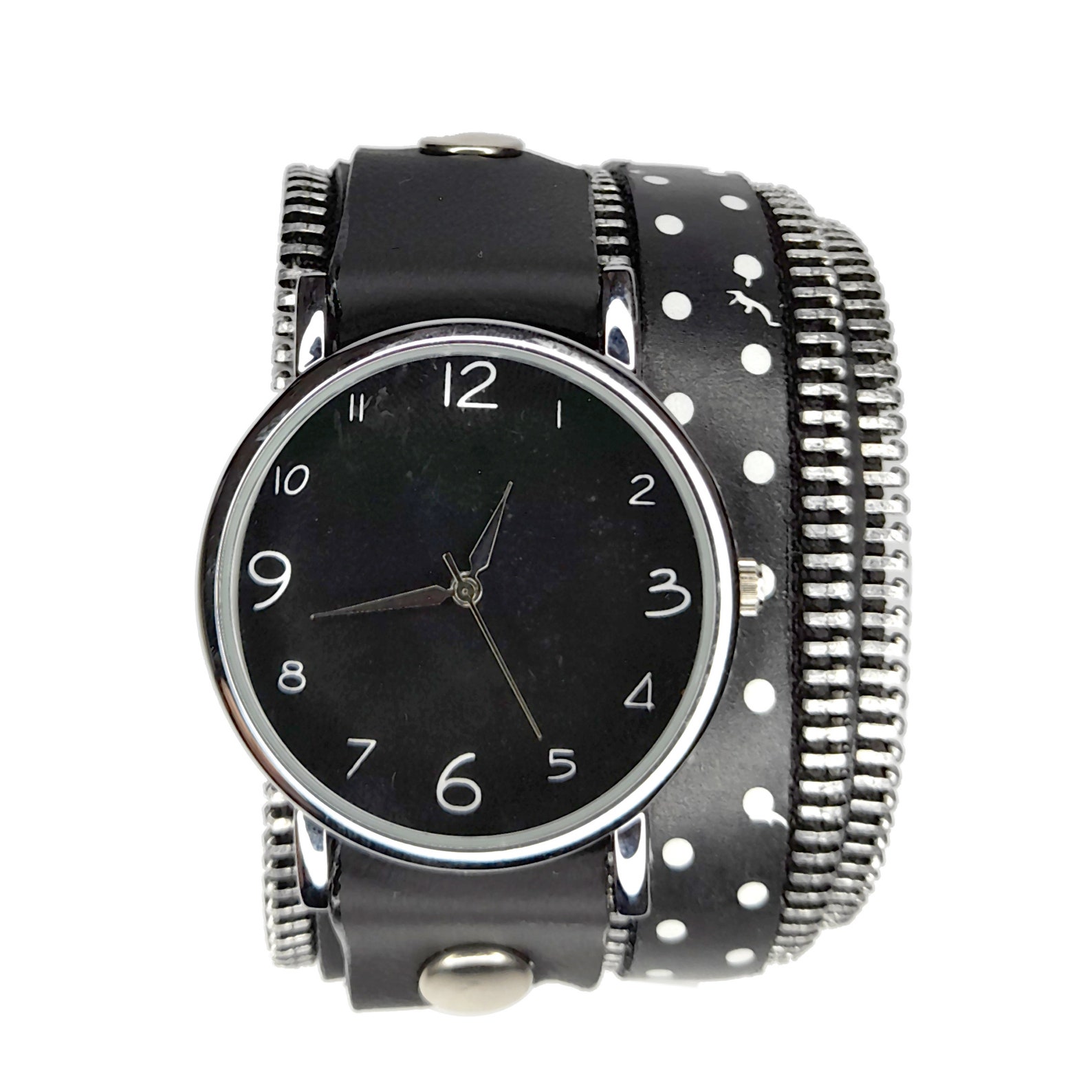 Leather Wrist Watch/ Cool Black Wrist Watch Etsy