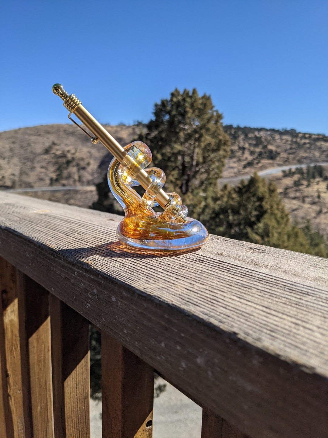 Handblown Glass Pen Holder Glamorous Gold - Etsy