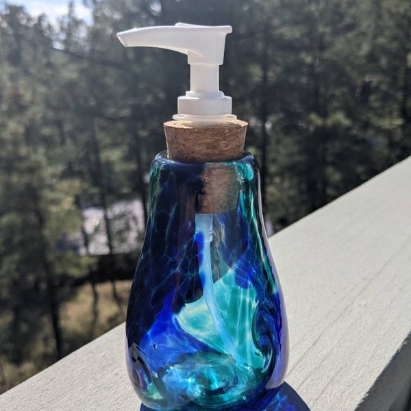 Handblown glass soap dispenser: Maritime Memory