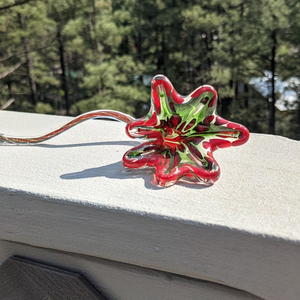 Handblown Glass Flower Red